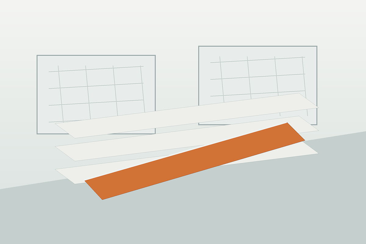 Illustration of packaging web and industrial cutting blade